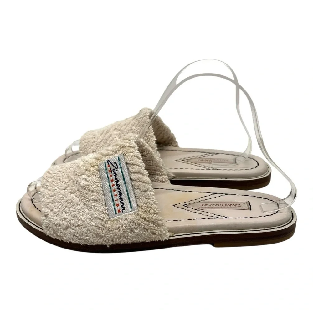 Zimmermann White Chubby Terry Towel Recreation Slides Slip On Sandals Women’s 38 - Picture 3 of 16